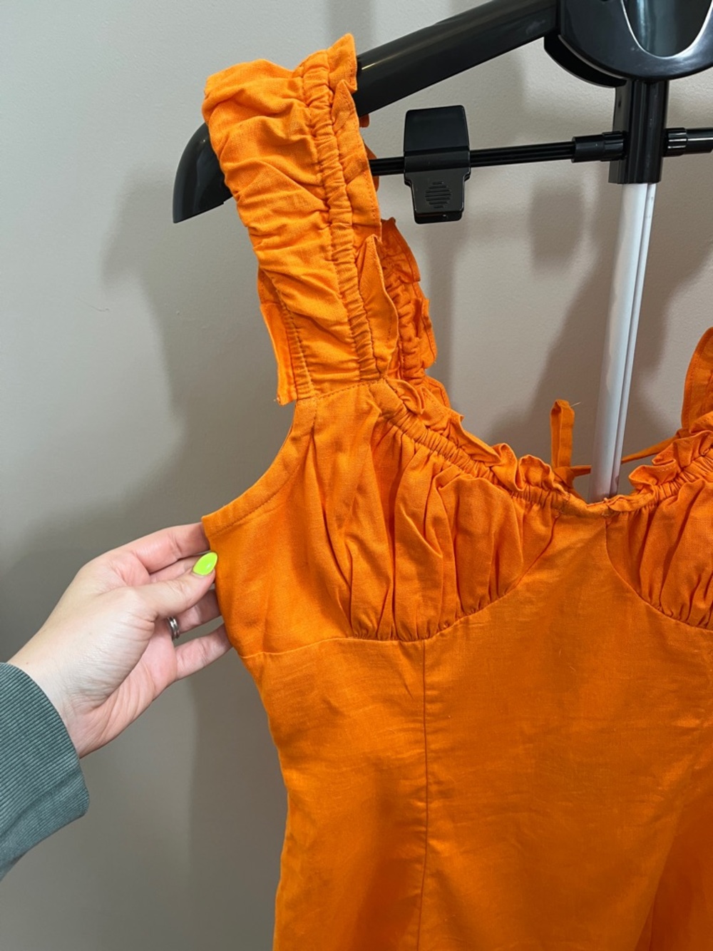 Free People Like a Lady Orange Ruffle Mini Dress - Size Medium - Picture 4 of 13